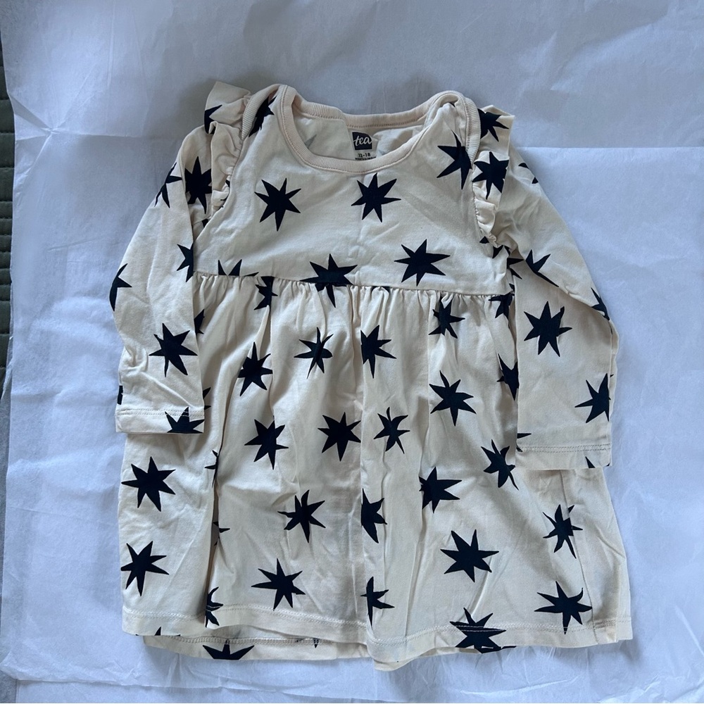 Tea Collection Cream and Black Star Dress